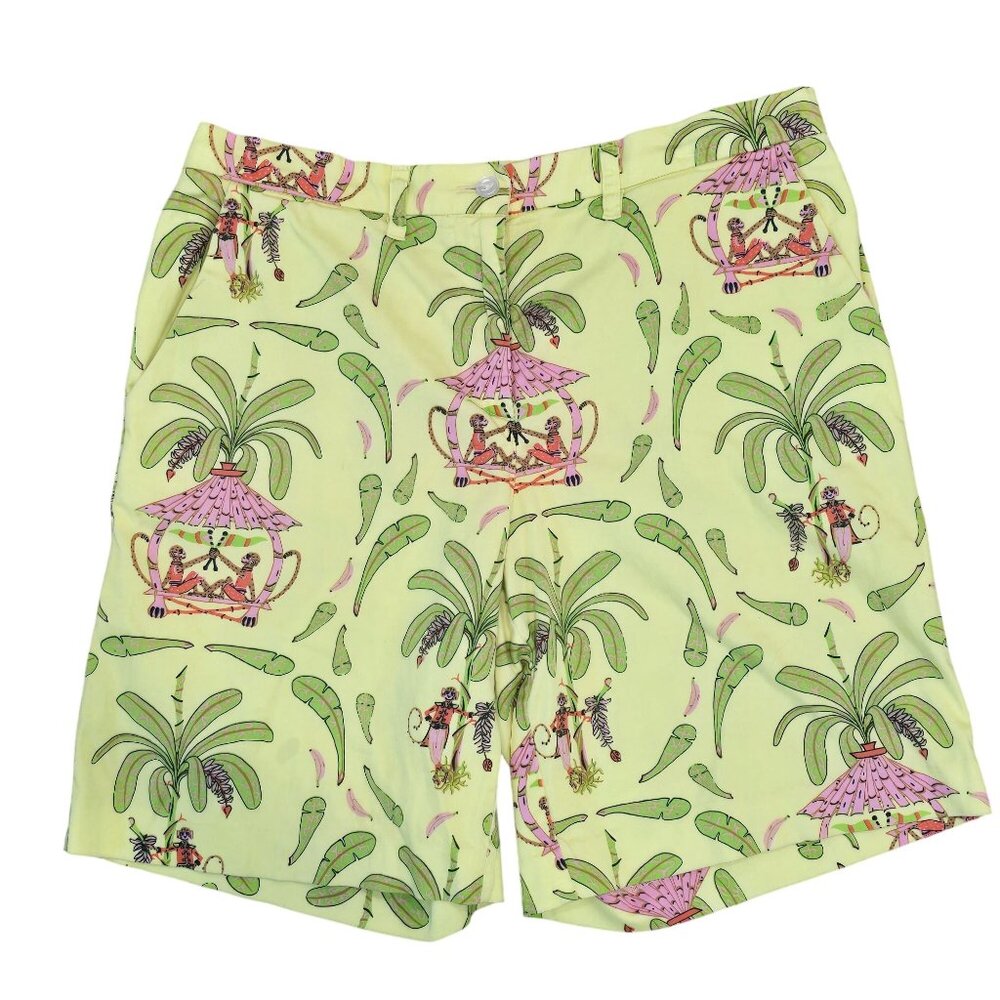 Govango Tropical monkey Print womens shorts Size 6 Cotton blend vacation golf